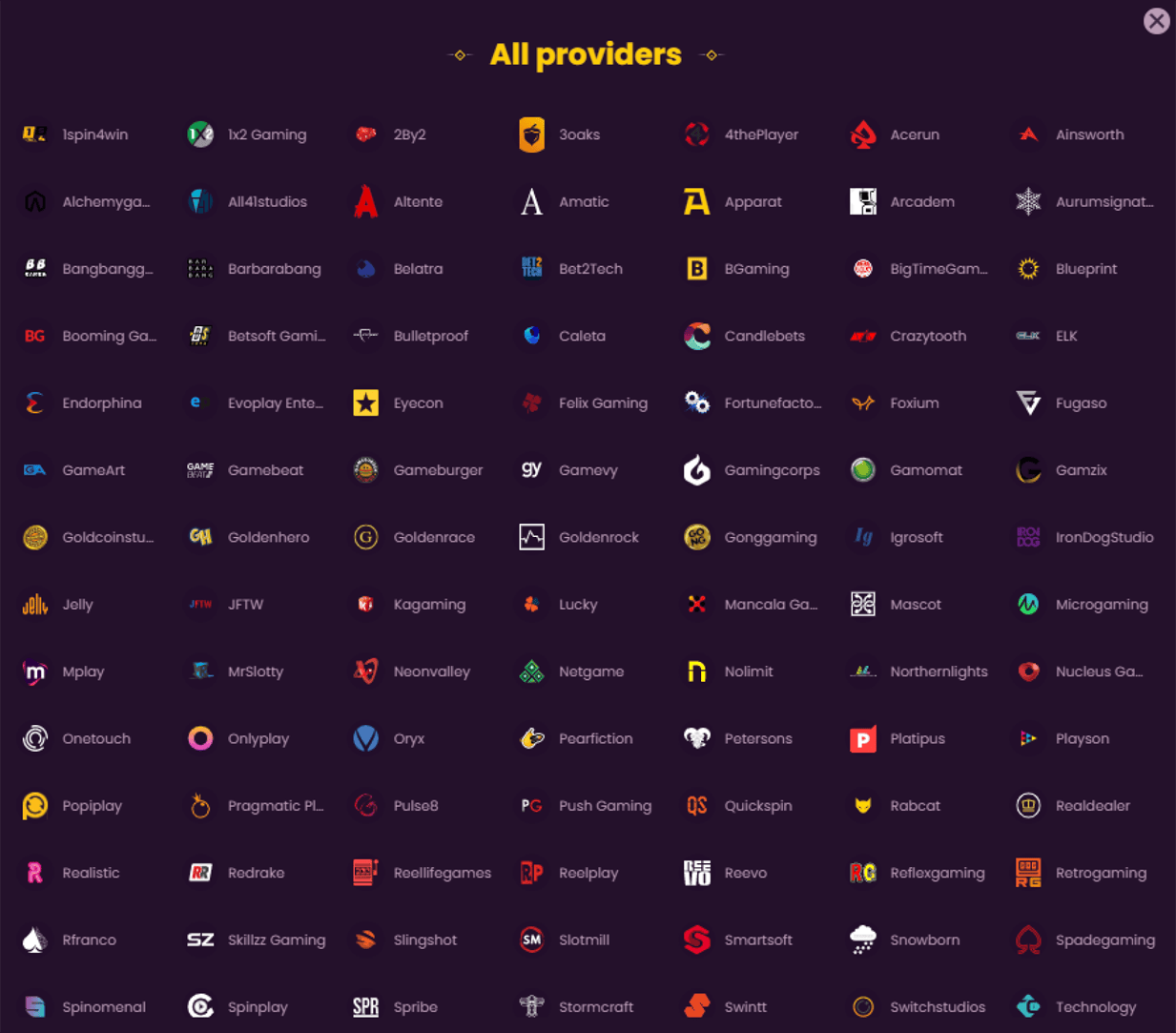 BizzoCASINO Providers